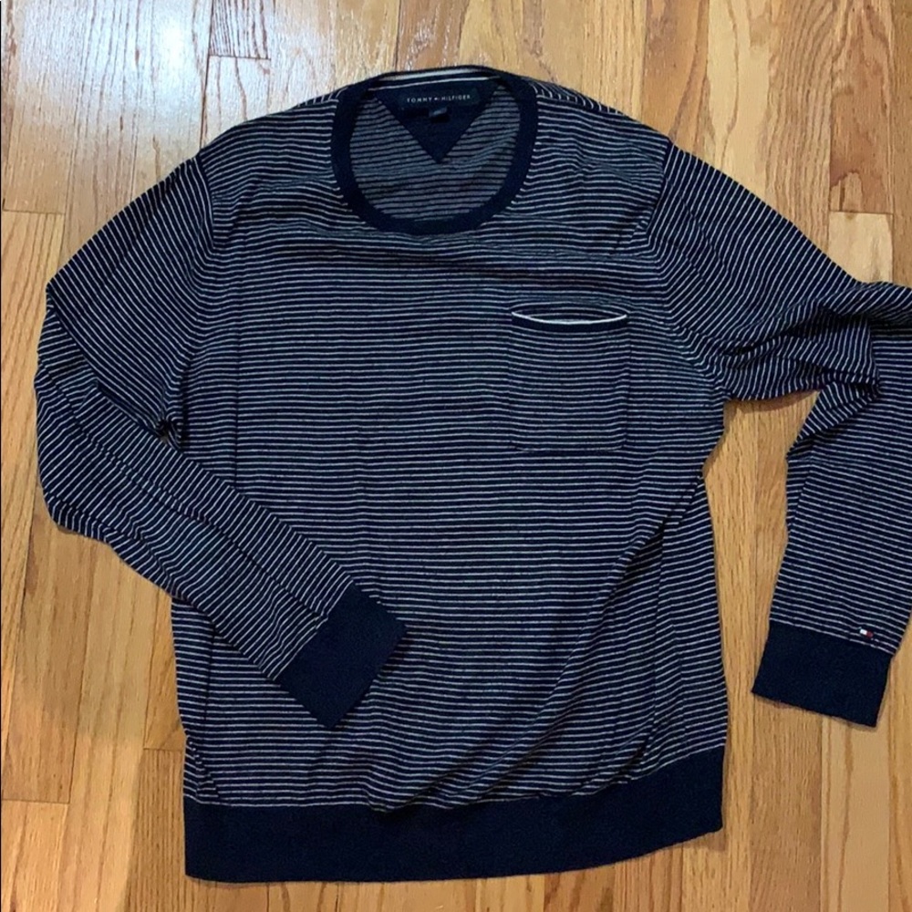 Tommy Hilfiger cotton navy sweater & white stripes